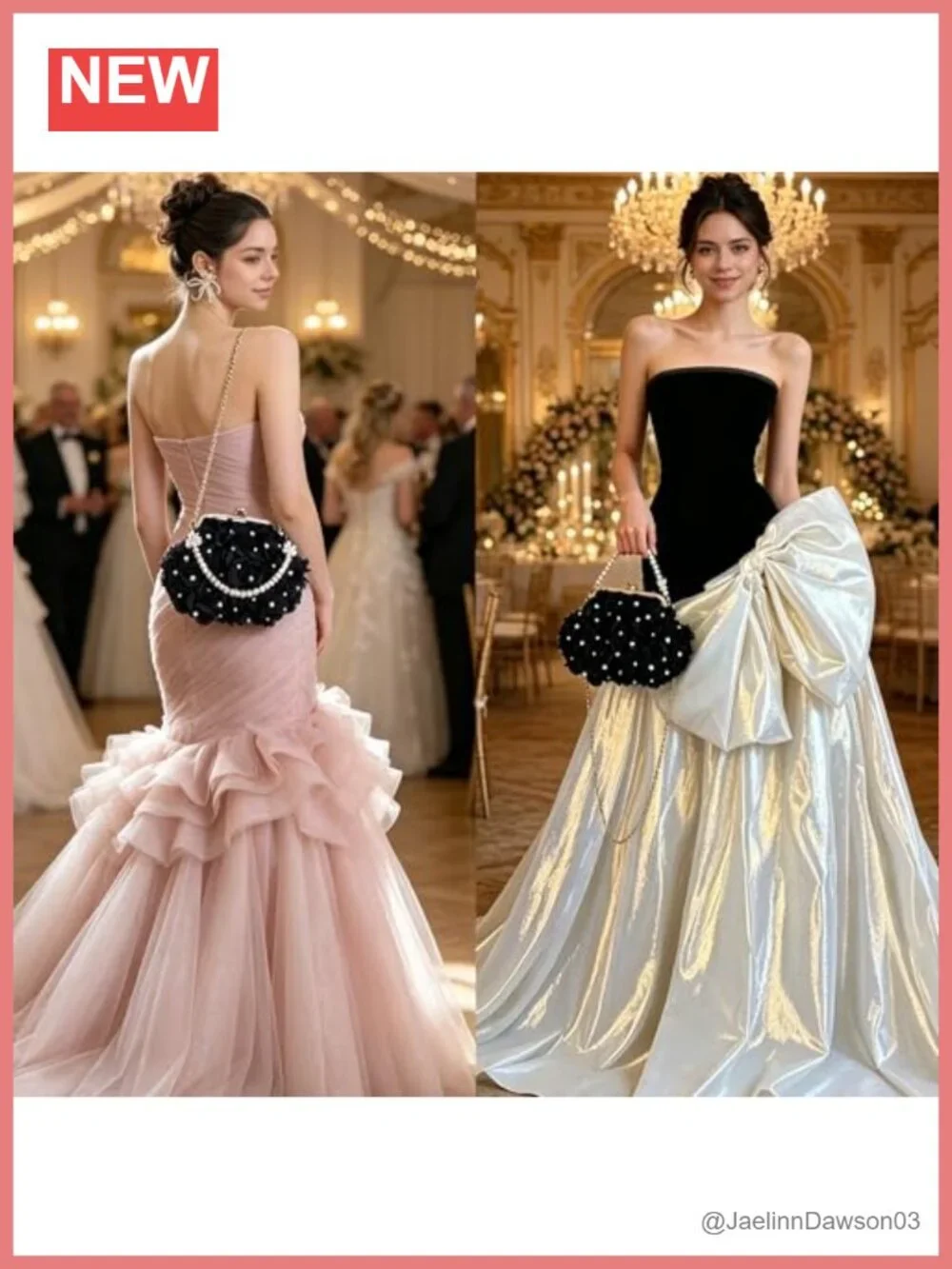 Pearl Floral Kiss Lock Evening Bag Clutch